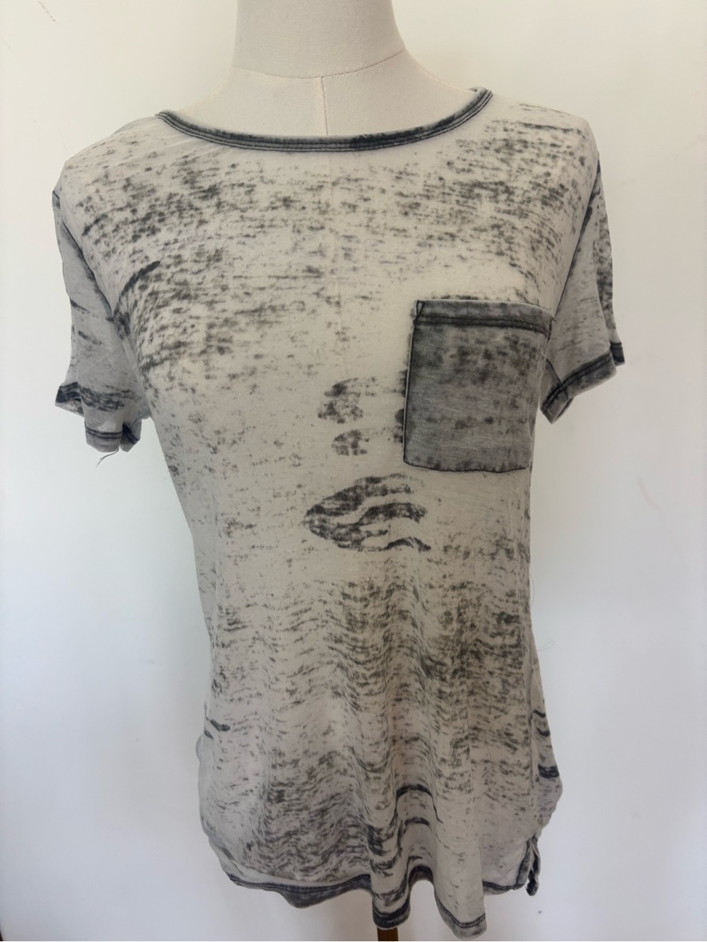 L.O.L. Vintage Washed Cream & Black Short Sleeve Pocket Tee